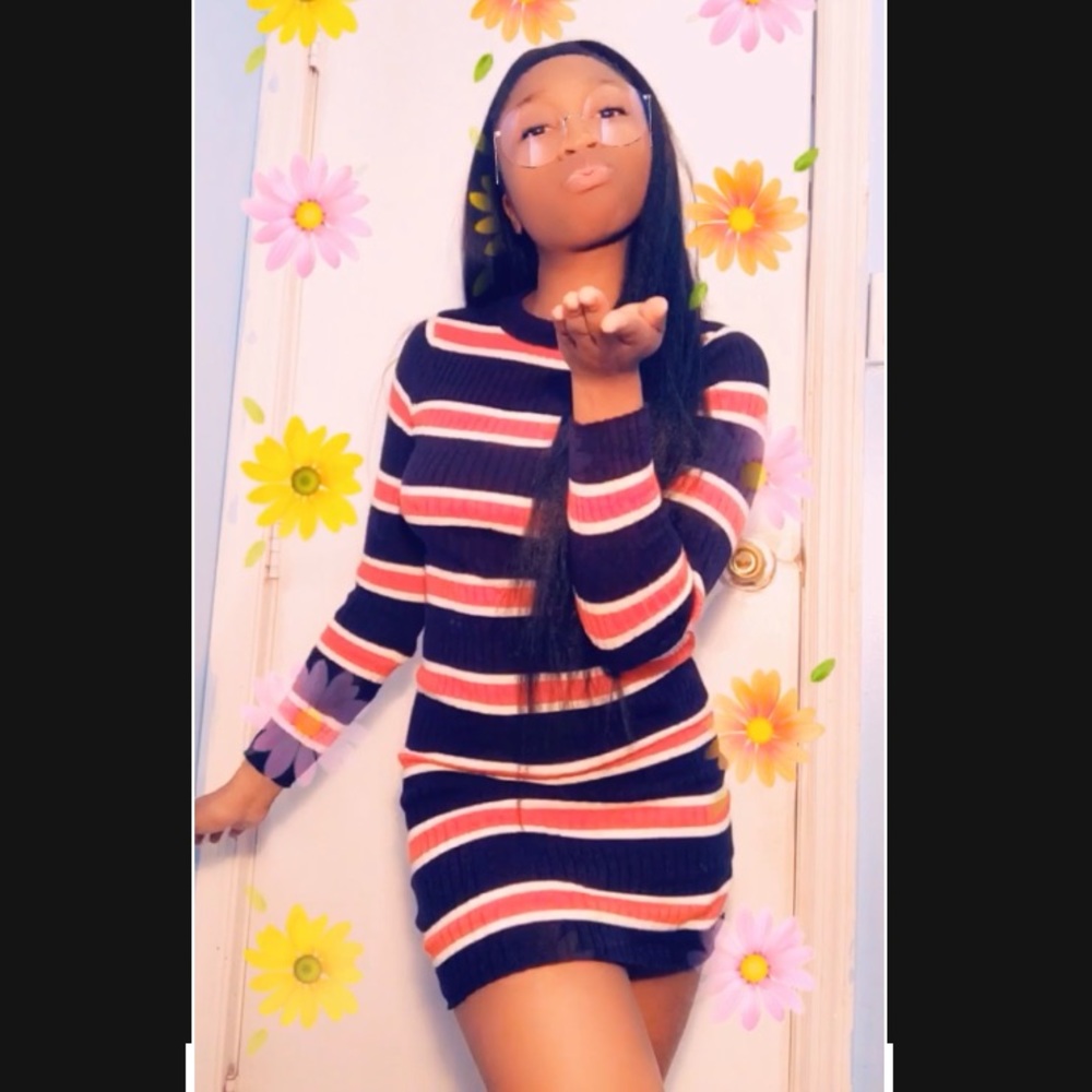 Red, White, and Blue Ribbed Sweater Mini Dress